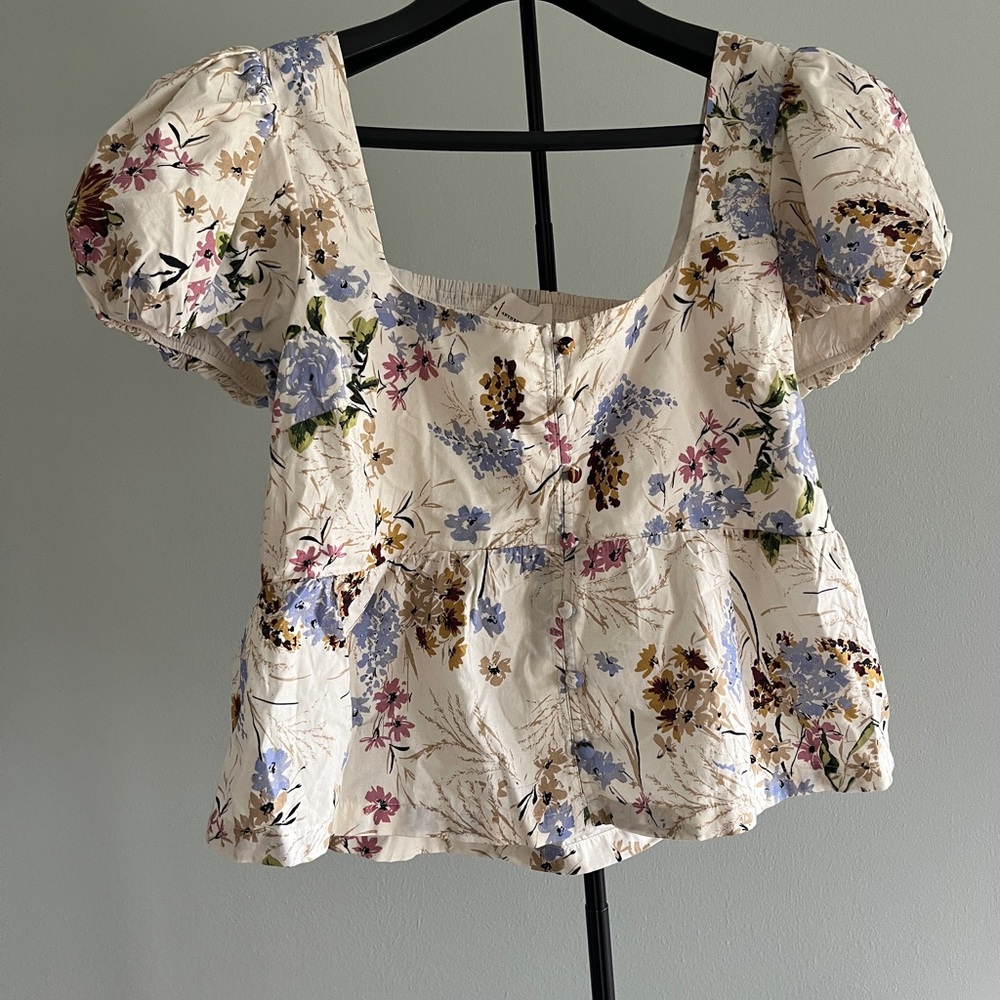 Anthropologie Peplum Babydoll Blouse with stretchy back (Size Large)